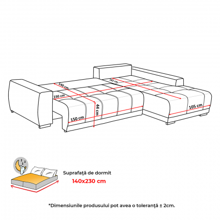 Coltar MARIBO extensibil, cu arcuri si lada depozitare, 280x204x92 cm - ExpoMob [8]