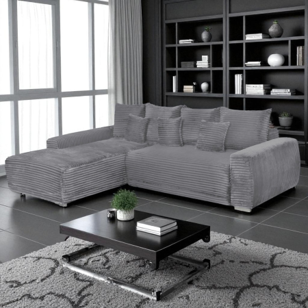 Coltar MARIBO L TILIA extensibil, cu arcuri si lada depozitare, colt stanga, gri inchis, 280x204x92 cm [7]