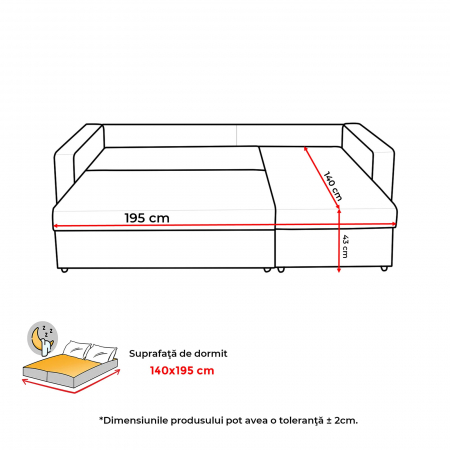 Coltar NICOLE extensibil, cu lada depozitare, colt interschimbabil, 225x145x82 cm - ExpoMob [6]