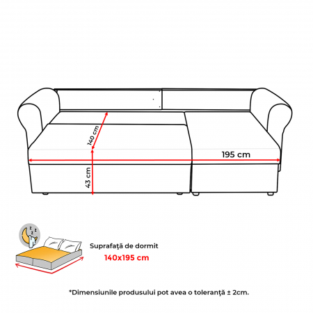 Coltar SARA II extensibil, cu lada depozitare, colt interschimbabil, 248x143x83 cm - ExpoMob [9]