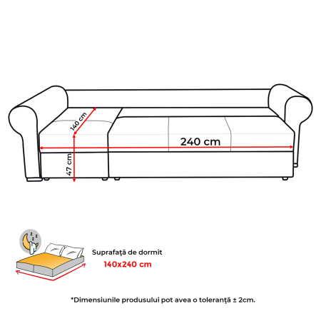 Coltar SEUL XL extensibil, cu arcuri si lada depozitare, colt stanga, mustar, 290x145x95 cm [7]