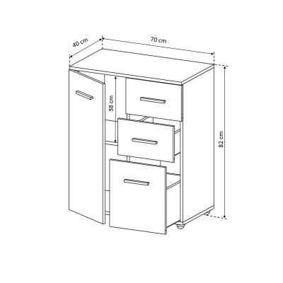 Comode - Comoda ALMA, 1 usa, 3 sertare, 70x40x82 cm - ExpoMob