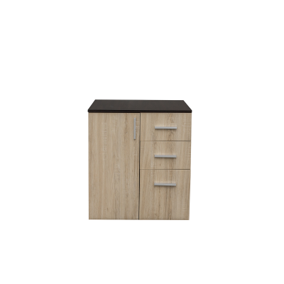 Comoda ALMA, 1 usa, 3 sertare, corp sonoma inchis, fronturi sonoma deschis, 70x40x82 cm