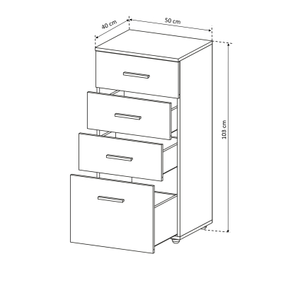 Comode - Comoda ALMA, 4 sertare, 50x40x103 cm - ExpoMob