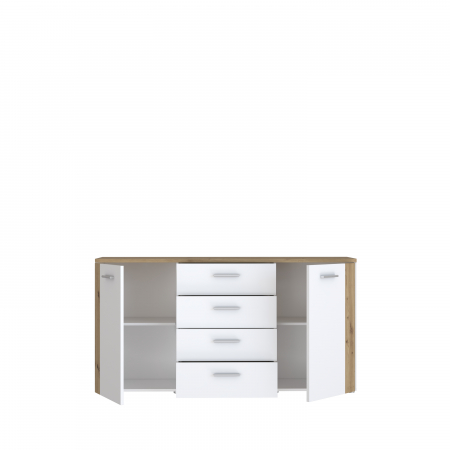 Comode - Comoda BBG, 2 usi, 4 sertare, artisan + alb, 160x42x83 cm - ExpoMob