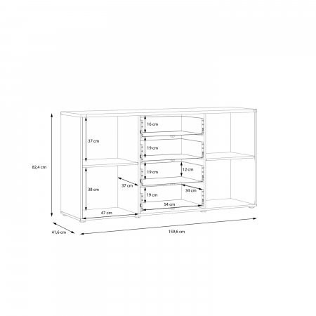 Comoda BBG, 2 usi, 4 sertare, artisan + alb, 160x42x83 cm - ExpoMob [6]