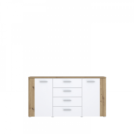Comode - Comoda BBG, 2 usi, 4 sertare, artisan + alb, 160x42x83 cm - ExpoMob