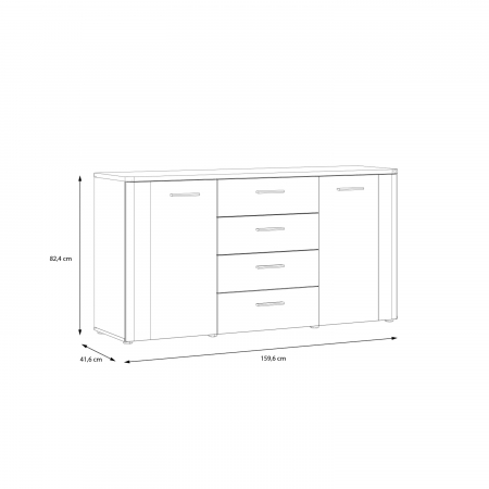 Comoda BBG, 2 usi, 4 sertare, artisan + alb, 160x42x83 cm - ExpoMob [5]