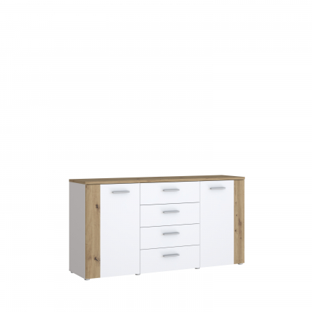 Comode - Comoda BBG, 2 usi, 4 sertare, artisan + alb, 160x42x83 cm - ExpoMob