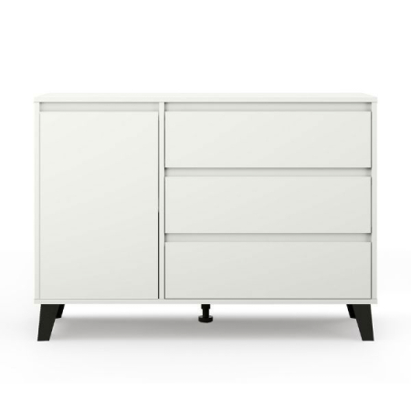 Comode - Comoda BORG, 1 usa, 3 sertare, alb, 110x38,8x78,4 cm