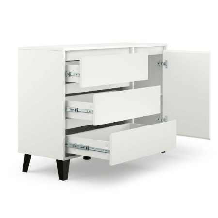 Comoda BORG, 1 usa, 3 sertare, alb, 110x38,8x78,4 cm [4]