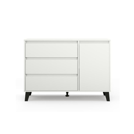 Comode - Comoda BORG, 1 usa, 3 sertare, alb, 110x38,8x78,4 cm