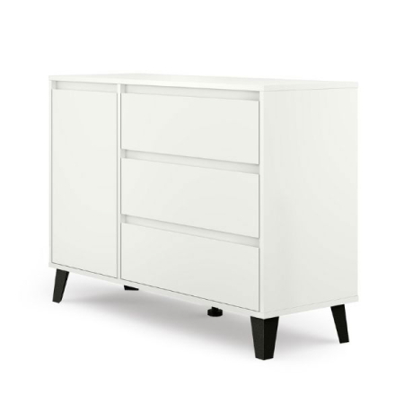 Comode - Comoda BORG, 1 usa, 3 sertare, alb, 110x38,8x78,4 cm
