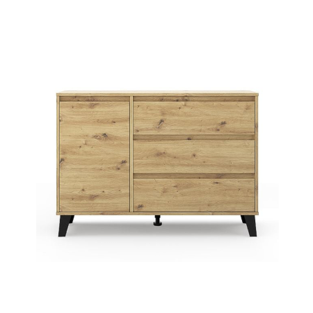 Colectia BORG - Comoda BORG, 1 usa si 3 sertare, stejar artisan, 110x38,8x78,4 cm
