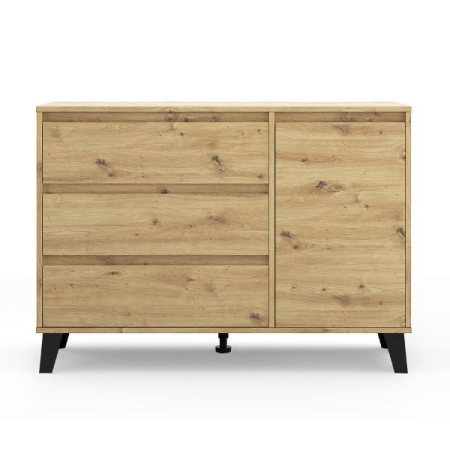 Colectia BORG - Comoda BORG, 1 usa si 3 sertare, stejar artisan, 110x38,8x78,4 cm