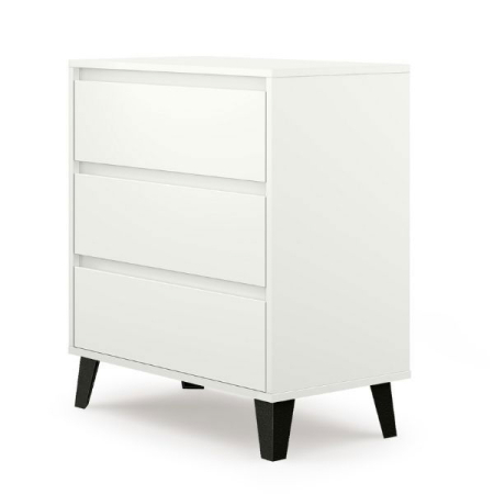 Comode - Comoda BORG, 3 sertare, alb, 70x38,8x78,4 cm