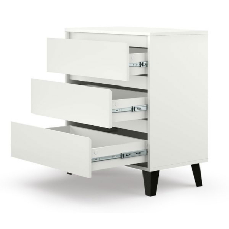Comode - Comoda BORG, 3 sertare, alb, 70x38,8x78,4 cm