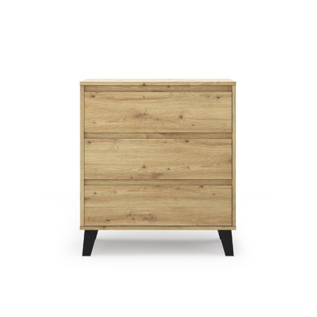 Comode - Comoda BORG, 3 sertare, stejar artisan, 70x38,8x78,4 cm