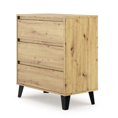 Comode - Comoda BORG, 3 sertare, stejar artisan, 70x38,8x78,4 cm