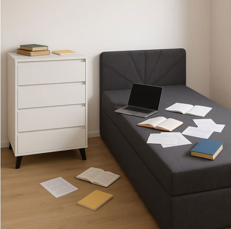 Comoda BORG, 4 sertare, alb, 70x38,8x99,4 cm [6]