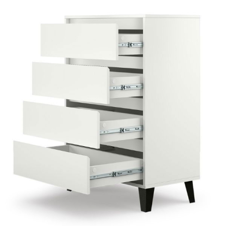 Comode - Comoda BORG, 4 sertare, alb, 70x38,8x99,4 cm