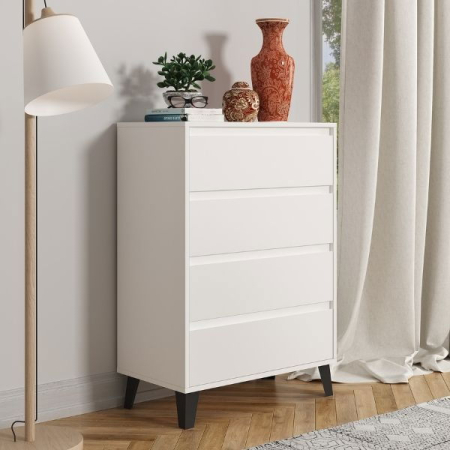 Comoda BORG, 4 sertare, alb, 70x38,8x99,4 cm [5]