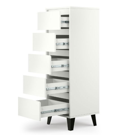 Comode - Comoda BORG, 5 sertare, alb, 40x38,8x120,4 cm