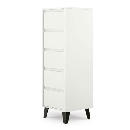 Comode - Comoda BORG, 5 sertare, alb, 40x38,8x120,4 cm