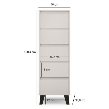 Colectia BORG - Comoda BORG, 5 sertare, casmir, 40x38,8x120,4 cm
