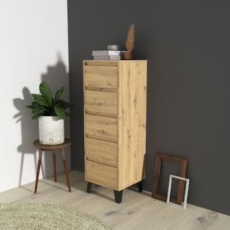 Comoda BORG, 5 sertare, stejar artisan, 40x38,8x120,4 cm [6]