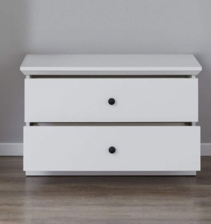 Mobila Alba - Comoda BRANDSON, 2 sertare, alb, 81x41x49 cm