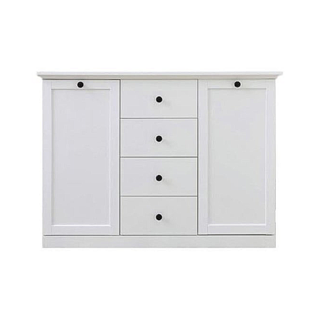 Comode - Comoda BRANDSON, 2 usi, 4 sertare, alb, 119x41x88 cm
