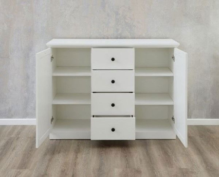 Comode - Comoda BRANDSON, 2 usi, 4 sertare, alb, 119x41x88 cm
