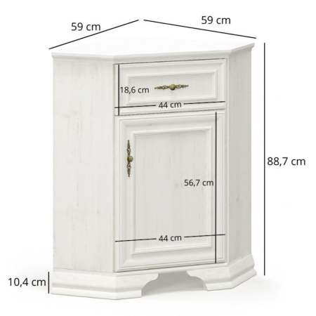 Colectia IRYS - Comoda de colt IRYS, 1 usa, 1 sertar, pin anderson, 59x59x88,7 cm
