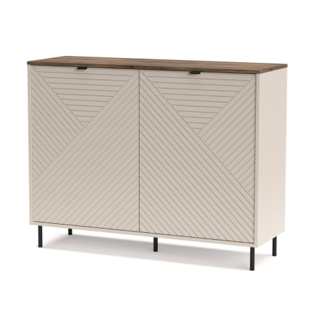 Colectia EVO - Comoda EVO, 2 usi, casmir + stejar castello, 123,4x40x95,4 cm