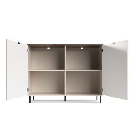 Colectia EVO - Comoda EVO, 2 usi, casmir + stejar castello, 123,4x40x95,4 cm