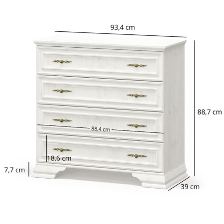 Colectia IRYS - Comoda IRYS, 4 serare, pin anderson, 93,4x39x88,7 cm