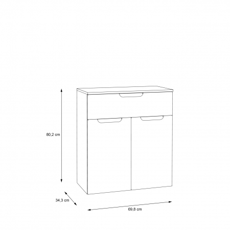 Comode - Comoda Moreno OREK221-P94, corp sherwood, fronturi alb, 70x34x80 cm - ExpoMob