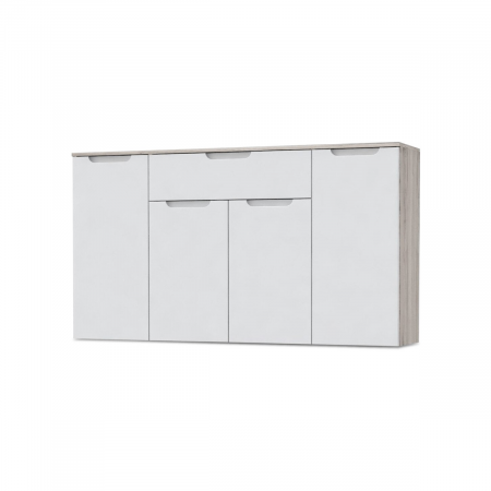 Comode - Comoda Moreno OREK241-P94, corp sherwood, fronturi alb, 140x34x80 cm - ExpoMob