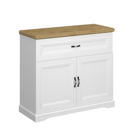 Colectia RIVA - Comoda RIVA, 2 usi, 1 sertar, alb + stejar harbor, 102,7x41x91,3 cm