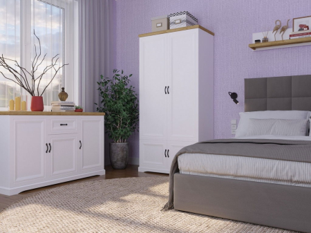 Colectia RIVA - Comoda RIVA, 3 usi, 1 sertar, alb + stejar harbor, 153x41x91,3 cm