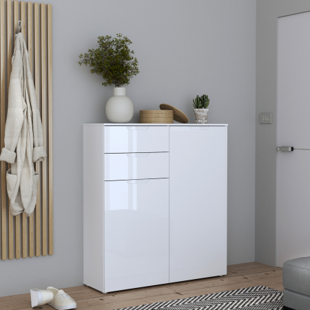 Comode - Comoda SIENNA SNNK421T-V29, 2 usi, 2 sertare, alb, 109,9x34,1x116,9 cm - ExpoMob