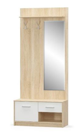 Comode - Comoda TIPS, 1 usa, 1 sertar, stejar sonoma + alb, 83,4x34,3x42,5 cm