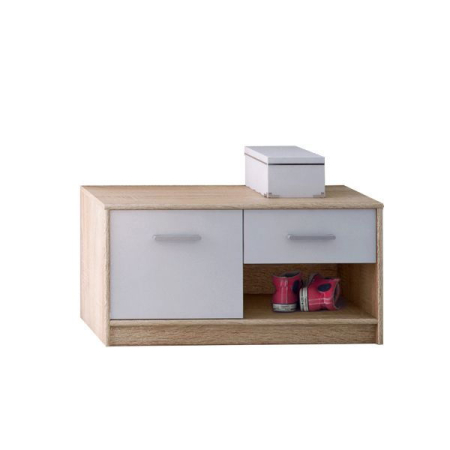 Comoda TIPS, 1 usa, 1 sertar, stejar sonoma + alb, 83,4x34,3x42,5 cm [5]