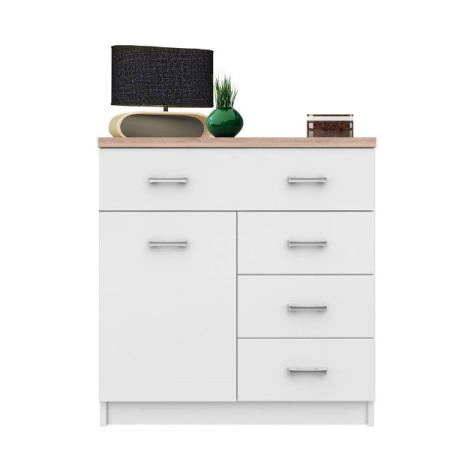 Comode - Comoda TOP MIX, 1 usa, 4 sertare, alb, 80x33x85 cm