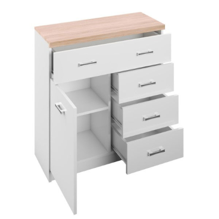 Comode - Comoda TOP MIX, 1 usa, 4 sertare, alb, 80x33x85 cm