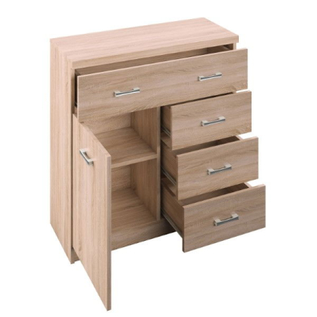 Comode - Comoda TOP MIX, 1 usa, 4 sertare, stejar sonoma, 80x33x85 cm