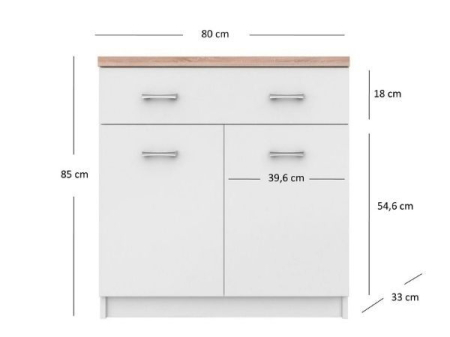 Comode - Comoda TOP MIX, 2 usi, 1 sertar, alb, 80x33x85 cm