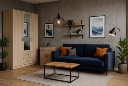 Comoda TOP MIX, 2 usi, 1 sertar, stejar sonoma, 80x33x85 cm [6]