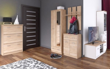 Comoda TOP MIX, 2 usi, 1 sertar, stejar sonoma, 80x33x85 cm [4]